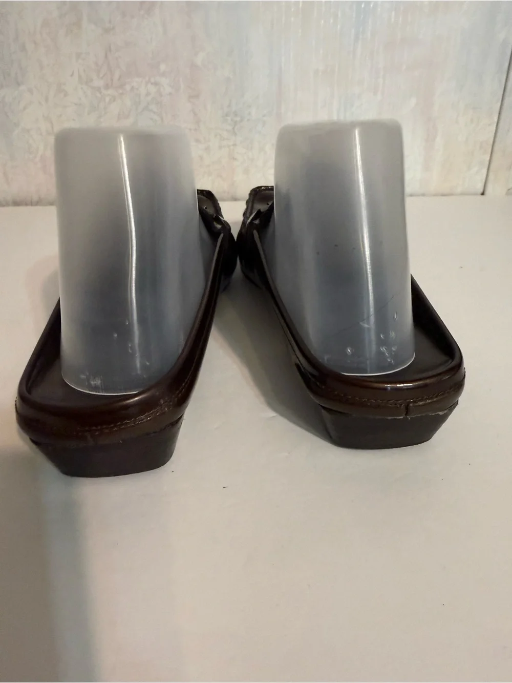 Stuart Weitzman Brown Patent Leather Metal Bit On The Vamp Slide On Loafers 9